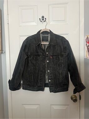 Levi's Black Denim Jacket with Embossed Logo Patch